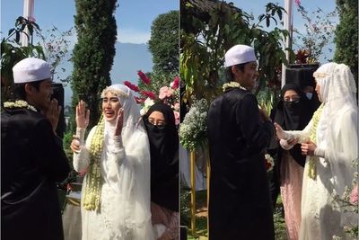 Momen Pengantin Baru Masih Malu-malu dan Tak Berani Salaman Setelah Sah, Bikin Gemas