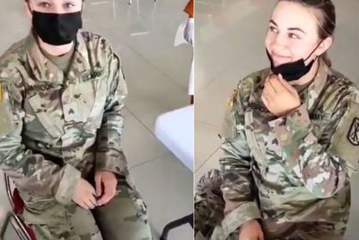Viral Tentara Cantik AS Dites Swab, Bikin Terpesona Setelah Lepas Masker