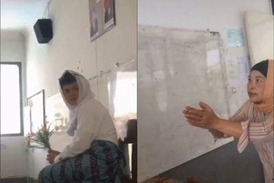Viral, Siswa Akting Jadi Pengantin di Depan Kelas, Netizen Ngakak Lihat Ekspresi Gurunya