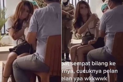 Viral Wanita Cantik Pakai Rok Pendek Takut Disuntik Vaksin, Minta Dicucuk Pelan-Pelan