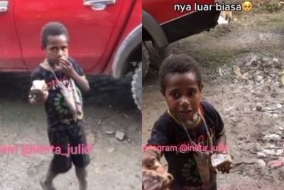 Berhati Baik! Bocah Papua Ini Rela Berikan Roti Miliknya ke Orang Tak Dikenal