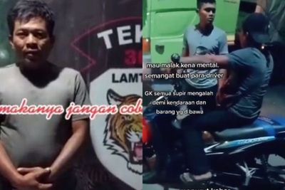 Sok Jago Palak Sopir Truk, Pria Ini Malah Kena Mental , Pura-Pura Jatuh