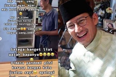 Sandiaga Uno Bangga dengan Netizen, Bantu Pedagang Agar-agar dengan Donasi Rp 100Juta