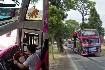Meresahkan! Sopir Bus Ugal-ugalan di Kuningan, Para Penumpang Bocil Malah Kegirangan