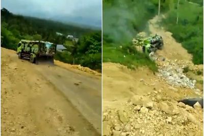 Ngeri! Detik-detik Truk Terguling ke Jurang di Gorontalo, Tergelincir di Jalanan Tanah