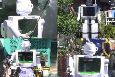 Kreatif! Warga Surabaya Bikin Robot Delta Penyemprot Disinfektan dan Antar Makanan