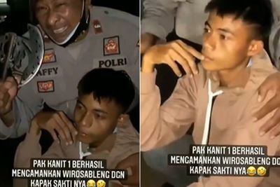 Viral Wiro Sableng Ditangkap Polisi Beserta Kapak Saktinya, Wajahnya Ngenes