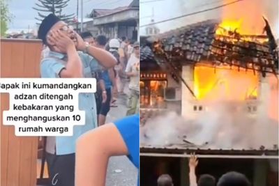 Viral Pria Kumandangkan Adzan saat Orang-Orang Sibuk Memadamkan Api Kebakaran