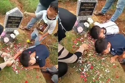 Tegarnya 2 Bocah Ziarah ke Makam Sang Ibunda: Assalamualaikum Ma, Mama Lagi Ngapain?
