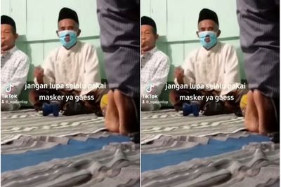Duh! Kakek Ini Pakai Masker Berlubang Supaya Bisa Sebat, Bikin Netizen Ngakak