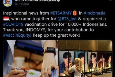 Tedros Adhanom Ghebreyesus Puji BTS ARMY RI Yang Gelar Vaksinasi COVID-19
