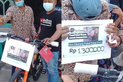 Sepeda Rusak, Netizen & Kades Beri Bantuan Sepeda Baru ke Kang Emon Atas Kebaikannya