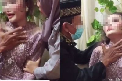 Pria Tua Tolong Pengantin Wanita yang Kesurupan, Netizen Salfok Tangan di Dada Naik Turun