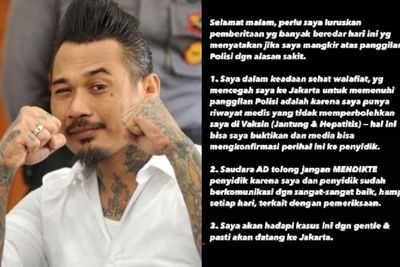 Jerinx Akui Punya Riwayat Penyakit Jantung dan Hipertensi Sehingga Tak Bisa Divaksin
