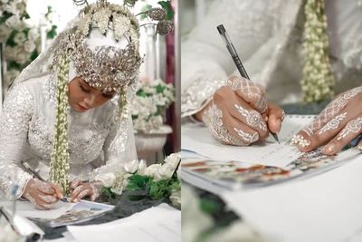 Kocak! Pengantin Wanita ini Ikut Ujian Online Usai Akad, Masih Pakai Baju Pengantin