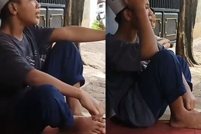 Santri Ini Sedih Karena Tak Dijenguk Orang Tua, Bersandar di Dinding Menangis Sesenggukan