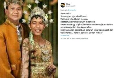 Unggah Foto Prabowo-Jokowi Menikah dan Ubah Isi Pancasila, Akun Ini Bikin Netizen Murka