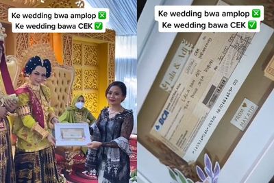 Wow! Wanita Ini Bawa Cek Rp30 Juta Sebagai Kado Untuk Pengantin