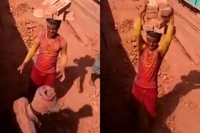 Greget! Viral Pria Ini Seimbangkan Tumpukan Batu di Kepala dengan Gampang, Gak Takut Nyeri