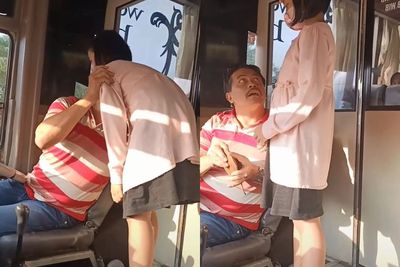 Momen Mengharukan Sopir Bus Berhenti untuk Peluk dan Beri Uang ke Anaknya, Netizen Mewek