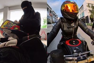 Subhanallah! Meski Berniqab, Ibu 2 Anak Ini Tampil Percaya Diri Kendarai Motor Gedenya