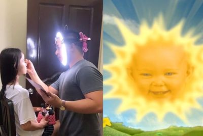 Viral Foto Penata Rias Letak Lampu Ring Light di Wajah, Netizen: Bayi Matahari Teletubbies