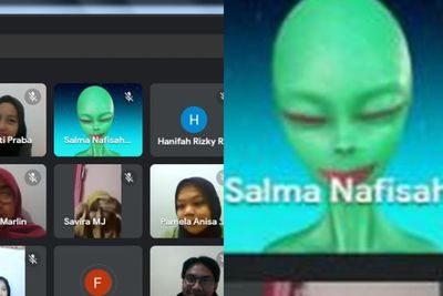 Tak Tau Cara Matikan Filter, Wanita Ini Jadi Alien Saat Sesi Foto Bareng Diskusi Online