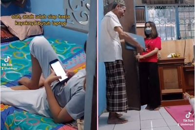 Momen Sang Ayah yang Beli Laptop Untuk Anaknya yang Bekerja, Bikin Netizen Terharu