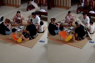 Viral Momen Mengerikan Kipas Angin di Plafon Rumah Jatuh saat Keluarga Makan Malam