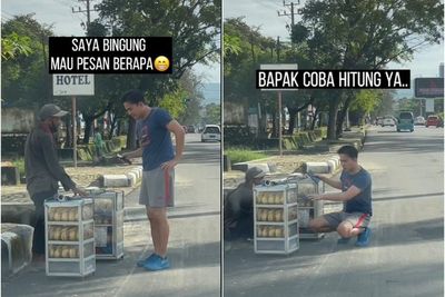 Momen Pria Borong Dagangan Bapak Penjual Roti Keliling, Bikin Netizen Terharu