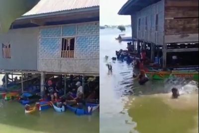Unik! Warga di Wajo Sulsel Gotong Royong Pindahkan Rumah Pakai Perahu, Netizen: Luar Biasa