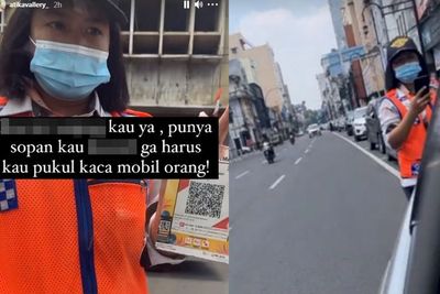 Tak Senang Mobil Digedor, Pengendara Mobil Cekcok dengan Petugas Parkir Dishub di Medan