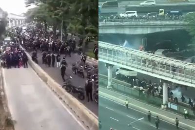 Video Detik-detik Pendukung Rizieq Shihab Kocar-kacir Kena Tembakan Gas Air Mata