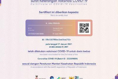 Beredar Sertifikat Vaksin COVID-19 Dosis Kedua Presiden Jokowi di Media Sosial!