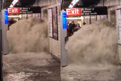 Rekaman Video Banjir Bandang di Kereta Bawah Tanah New York, Penumpang Terjebak