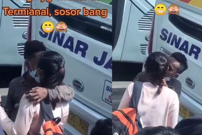 Tak Rela Pacar Merantau, Pria Ini Tak Malu Cium Pacarnya Berkali-kali di Terminal