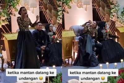 Cewek Ini Lipsync dan Minta Pangku Mantan yang Menikah, Tangan Pengantin Pria Jadi Sorotan
