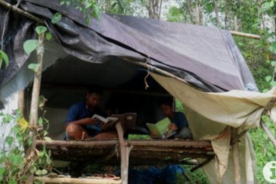 Demi Bisa Sekolah Daring, Pelajar Tapin Kalsel Cari Sinyal Internet di Atas Bukit