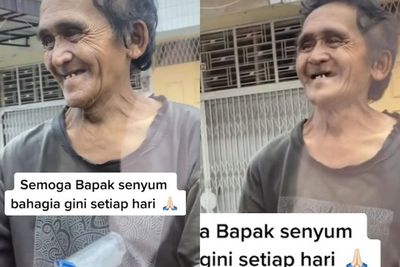 Senyuman Pria Tua yang Tak Punya Rumah Ini Sangat Tulus, Netizen Jadi Terharu Melihatnya