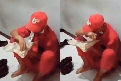 Viral! Seorang Petugas SPBU Sedang Istirahat Makan Nasi Putih Tanpa Lauk, Bikin Terenyuh