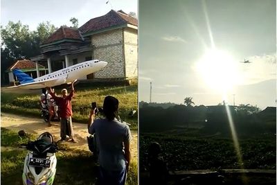 Kreatif! Pria Madura ini Bikin Miniatur Pesawat dan Bisa Terbang ke Langit