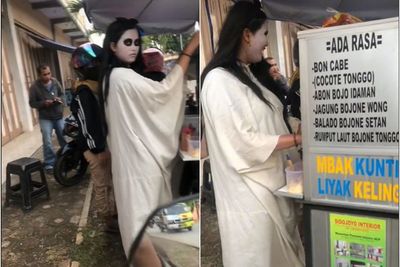 Viral Wanita yang Berdandan Jadi Kuntilanak Saat Berjualan, Bikin Netizen Kaget