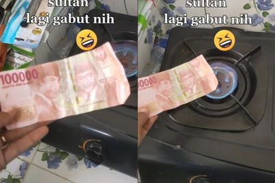 Viral Video Wanita Gabut Bakar Uang Pakai Kompor Gas, Netizen Syok Ternyata Cuma Ini