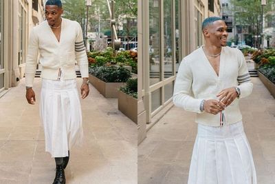 Tampil di New York Fashion Week, Bintang NBA Russell Westbrook Kenakan Rok Putih