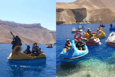 Beredar Foto Milisi Taliban Gagah Tenteng Senjata Sambil Naik Perahu Angsa