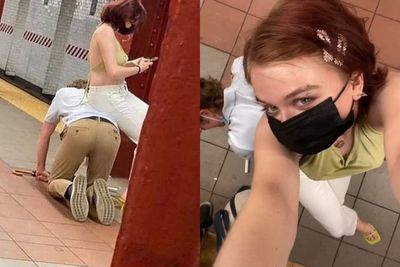 Wanita Ini Dikritik Lantaran Gunakan Pacar Sebagai Kursi saat Menunggu Kereta Api
