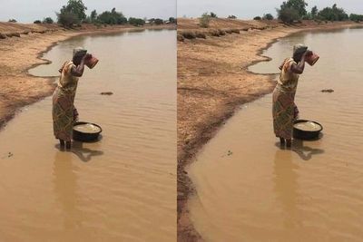 Viral Foto Memilukan Perempuan Afrika Minum Air Danau yang Keruh, Tuai Pro Kontra Netizen