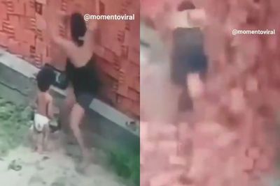 Real Hero! Ibu Ini Selamatkan Nyawa Anaknya dengan Berdiri di Tembok yang Runtuh