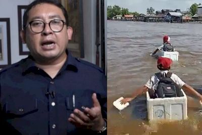Prihatin Anak SD Nyebrang Sungai Pakai Styrofoam, Fadli Zon Singgung Soal Mobil Listrik