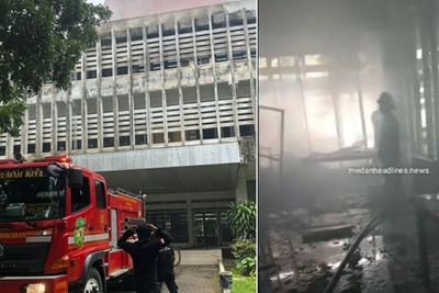 Gedung Perpustakaan Unimed Terbakar, Diduga Korsleting Listrik